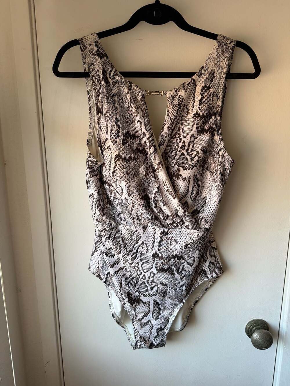 Calvin Klein Women's Snakeskin Print Wrap One-Piece Swimsuit